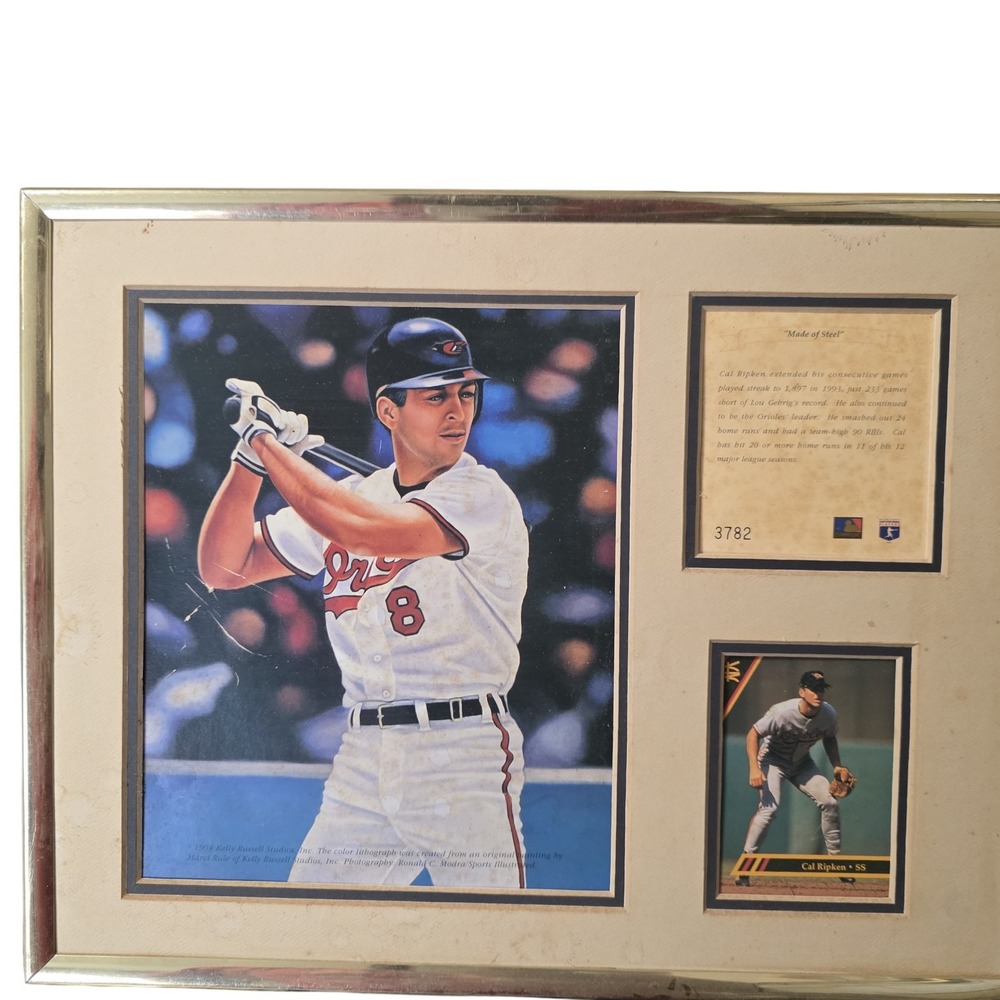 Vintage Baltimore Orioles Wall Art Cal Ripken MLB Baseball Framed‎ Plaque 90s